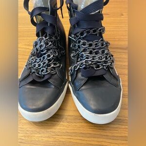 RARE EUS Upper Echelon Shoes Nise  chained leather high top sneakers.